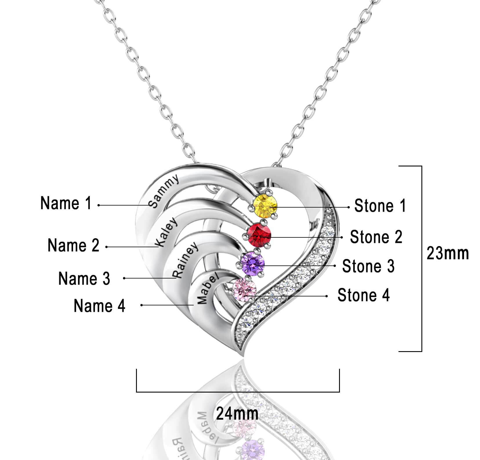 4 Stone Shooting Hearts Mothers Sterling Silver Necklace | Your Jewellery  Shop NZ